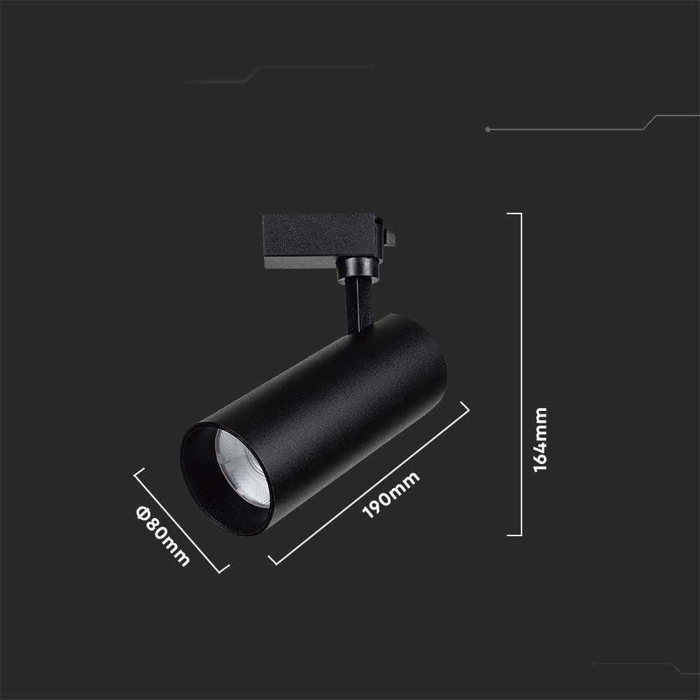 V-tac 35W LED COB šviestuvas į bėgelius, juodas, 4000K, SAMSUNG LED chip