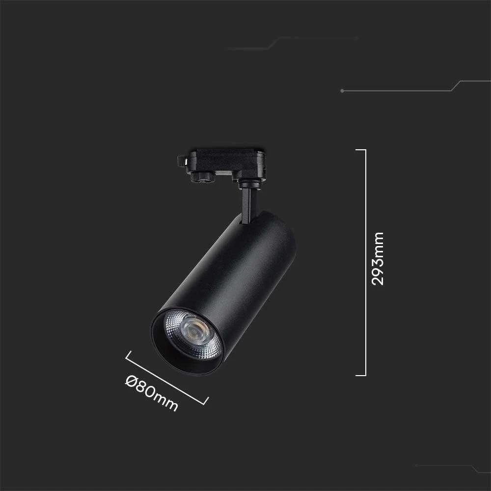 V-tac 40W LED šviestuvas į bėgelius, juodas, 3000/4000/6400K
