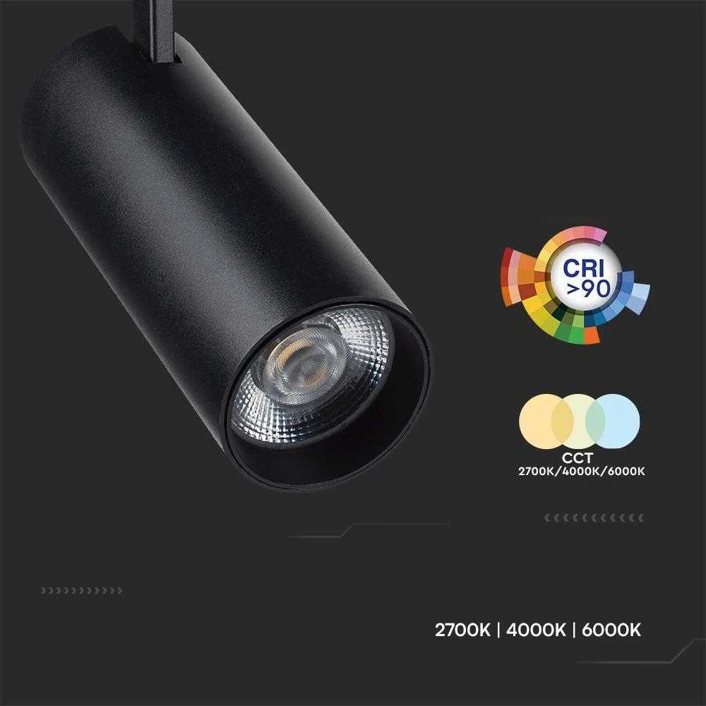 V-tac 40W LED šviestuvas į bėgelius, juodas, 3000/4000/6400K