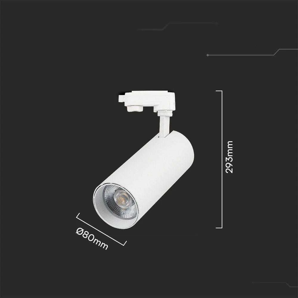 V-tac 40W LED šviestuvas į bėgelius, baltas, 3000/4000/6400K