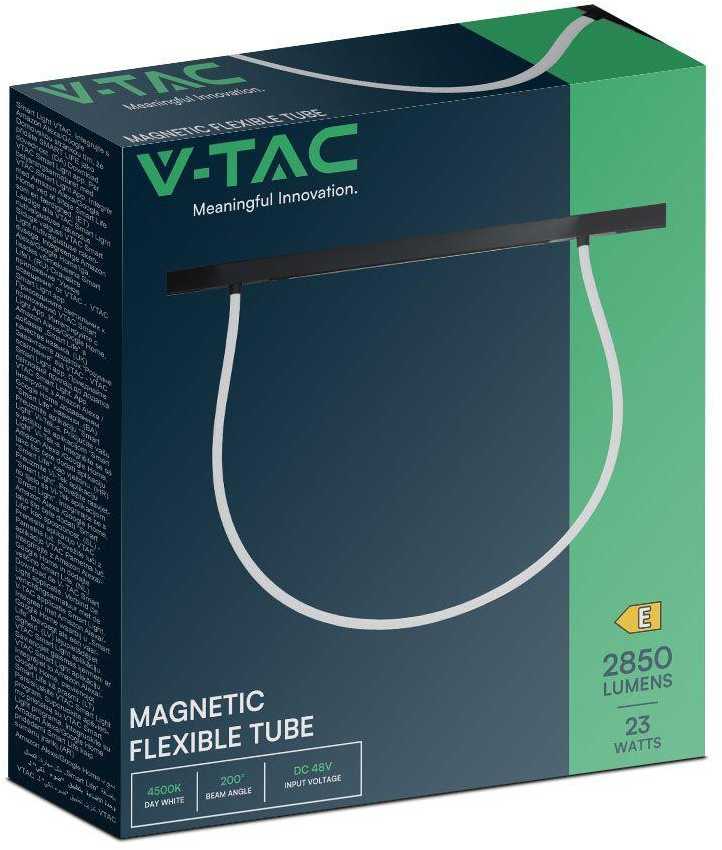 V-tac 23W LED šviestuvas į magnetinius bėgelius, 48V, juodas, 4500K