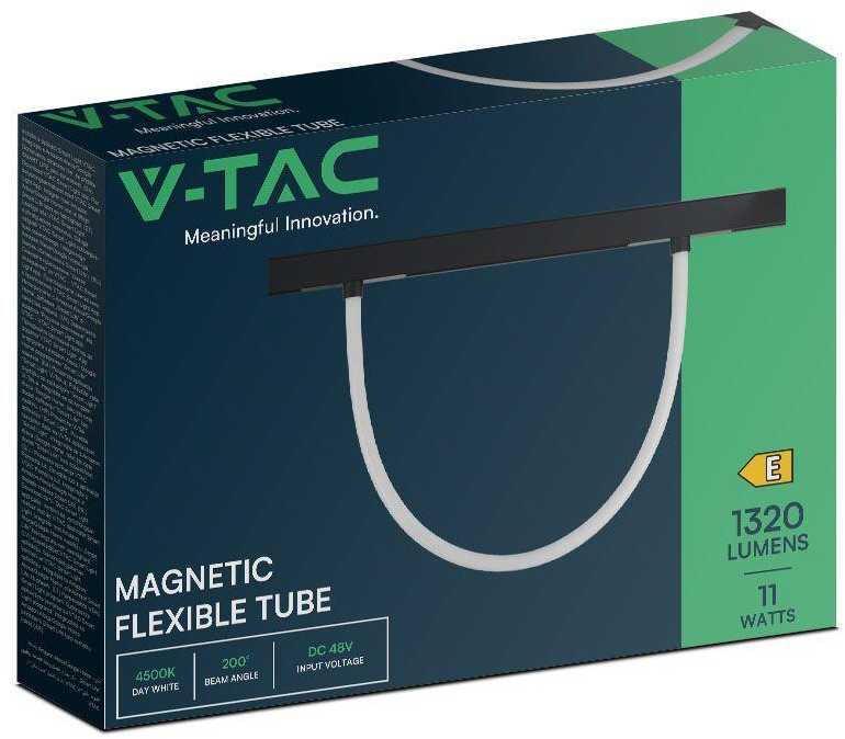V-tac 11W LED šviestuvas į magnetinius bėgelius, 48V, juodas, 4500K