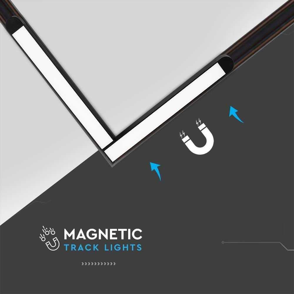 V-tac 25W LED L formos šviestuvas į magnetinius bėgelius, juodas, 6400K