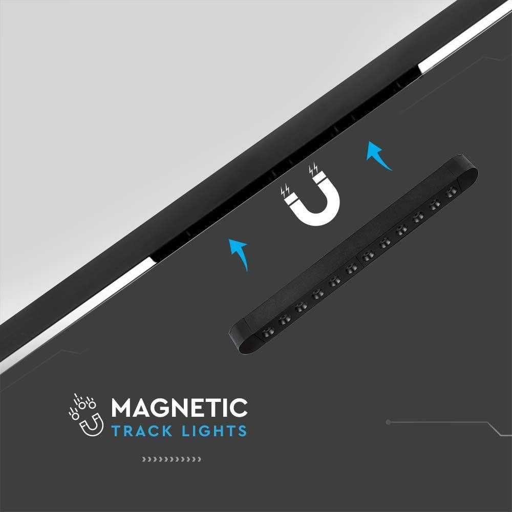 V-tac 12W LED šviestuvas į magnetinius bėgelius ULTRA THIN, juodas, 4000K