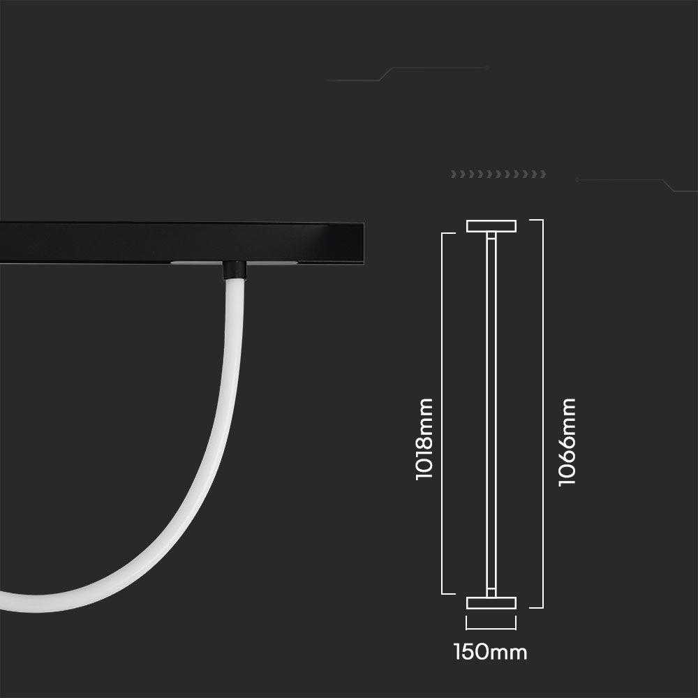 V-tac 11W LED šviestuvas į magnetinius bėgelius, 48V, juodas, 3000K