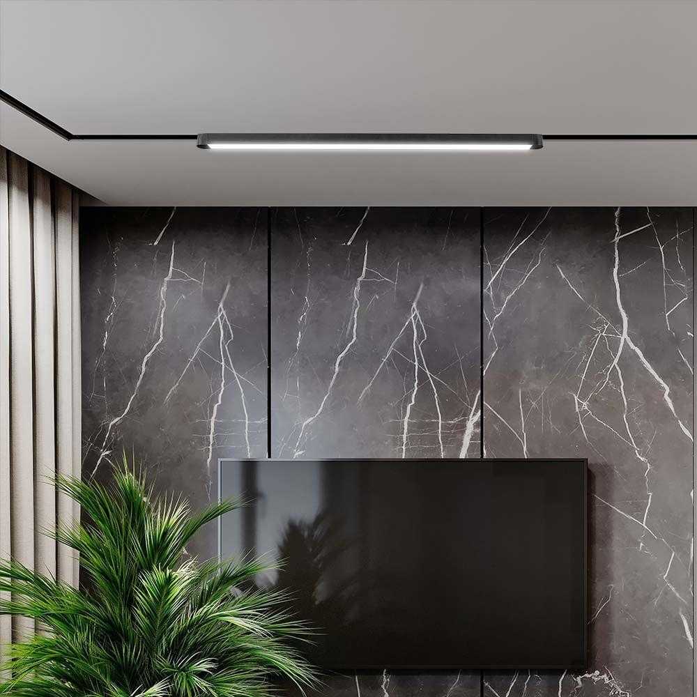 V-tac 22W LED šviestuvas į magnetinius bėgelius ULTRA THIN, juodas, 3000K