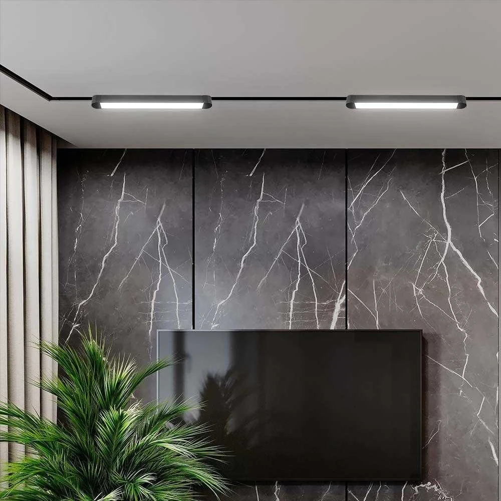 V-tac 14W LED šviestuvas į magnetinius bėgelius ULTRA THIN, juodas, 3000K