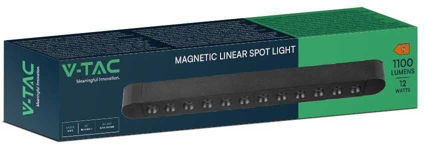 V-tac 22W LED šviestuvas į magnetinius bėgelius ULTRA THIN, juodas, 3000K