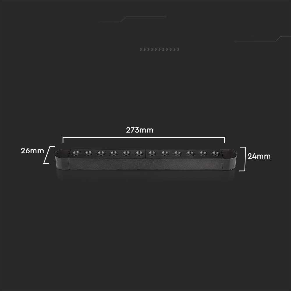 V-tac 12W LED šviestuvas į magnetinius bėgelius ULTRA THIN, juodas, 6400K