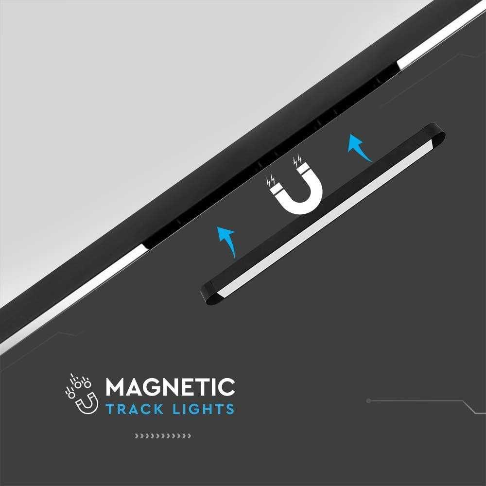 V-tac 18W LED šviestuvas į magnetinius bėgelius ULTRA THIN, juodas, 6400K