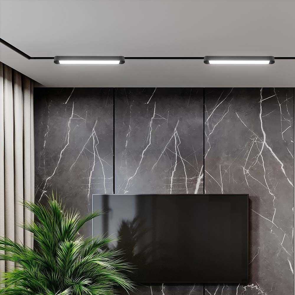 V-tac 14W LED šviestuvas į magnetinius bėgelius ULTRA THIN, juodas, 4000K