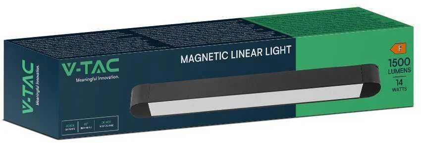V-tac 14W LED šviestuvas į magnetinius bėgelius ULTRA THIN, juodas, 3000K