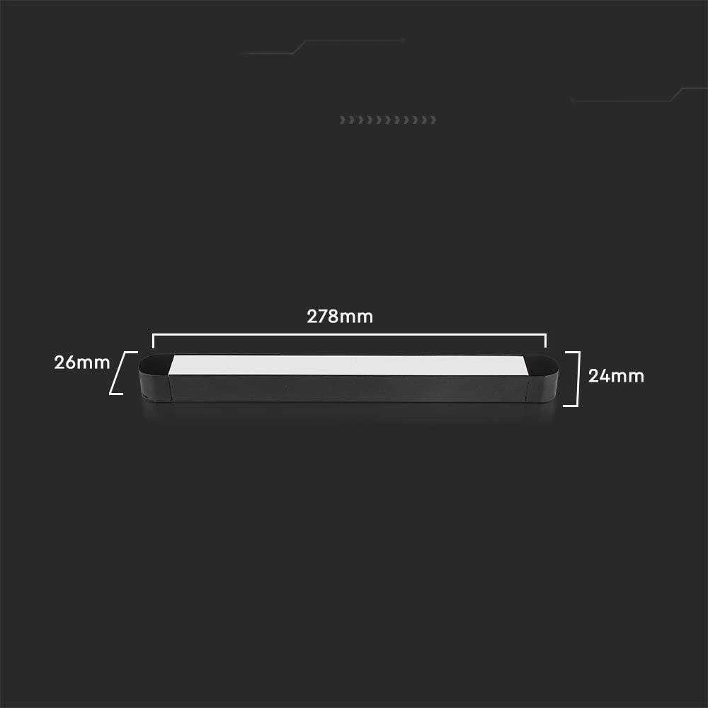 V-tac 14W LED šviestuvas į magnetinius bėgelius ULTRA THIN, juodas, 3000K
