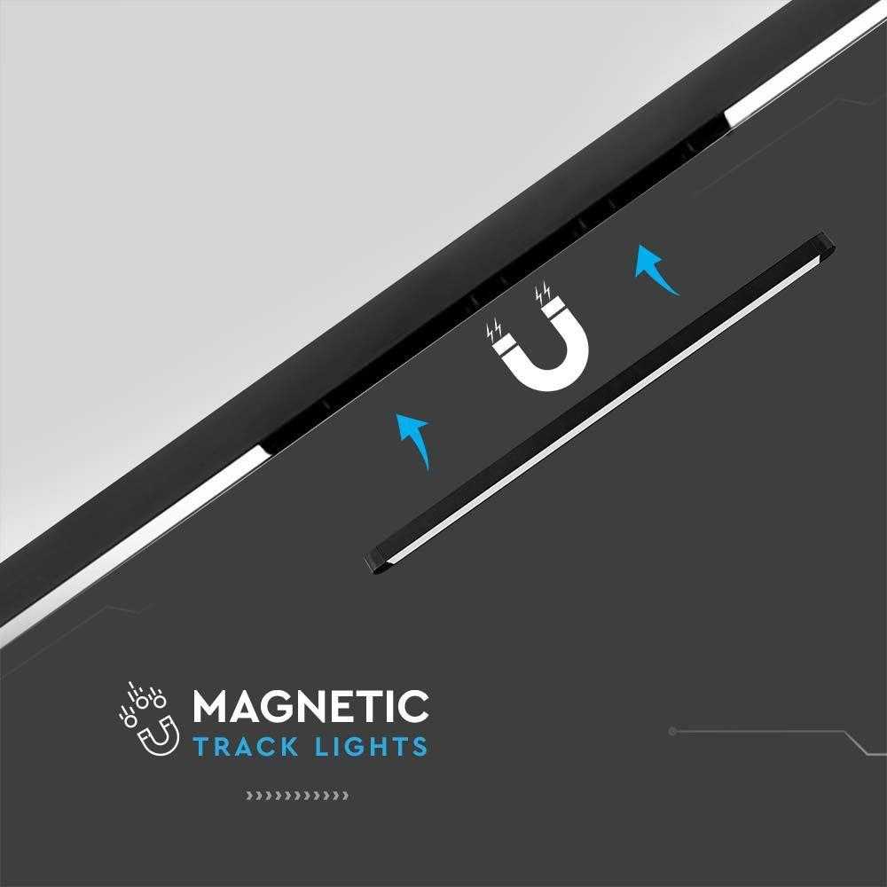 V-tac 22W LED šviestuvas į magnetinius bėgelius ULTRA THIN, juodas, 4000K