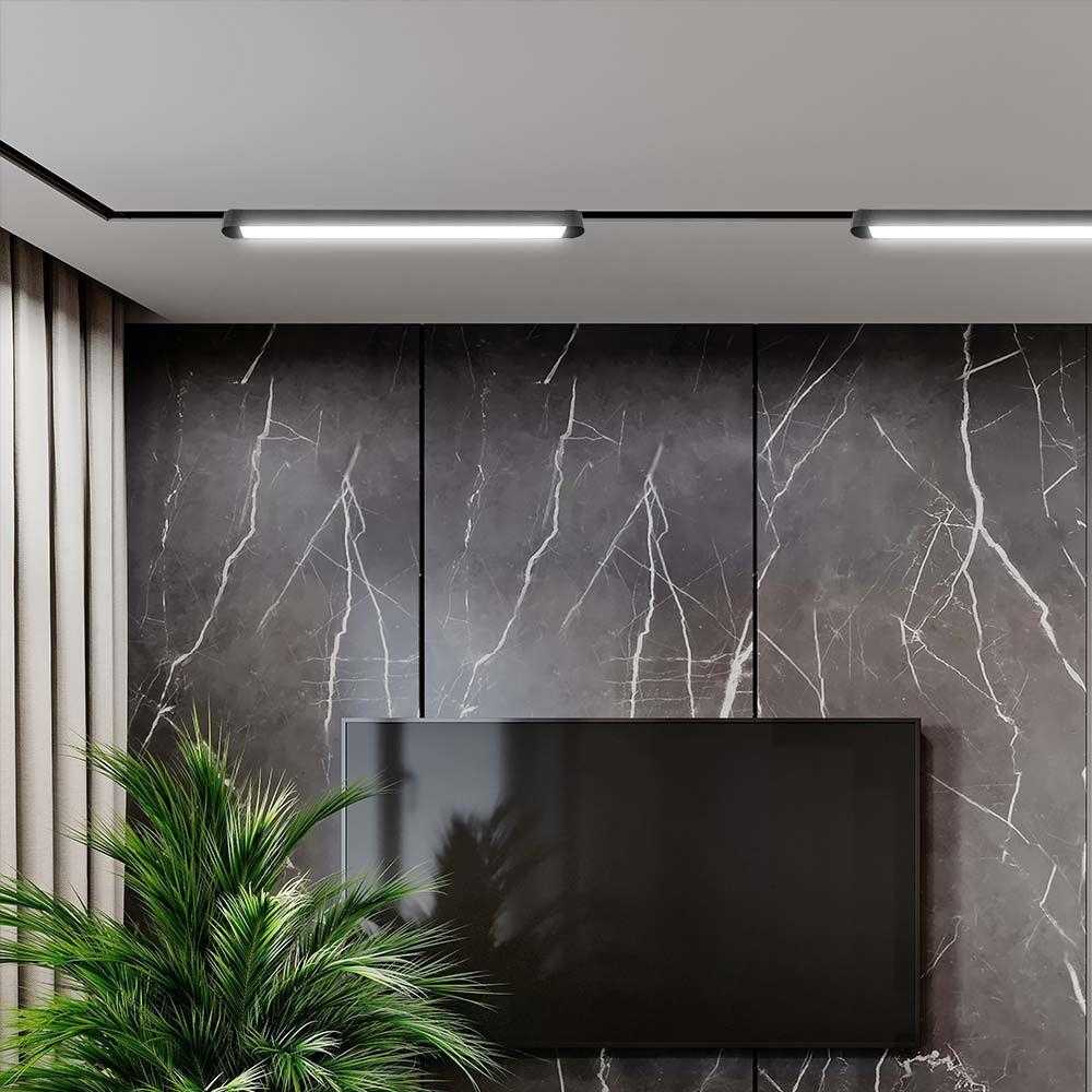 V-tac 18W LED šviestuvas į magnetinius bėgelius ULTRA THIN, juodas, 6400K