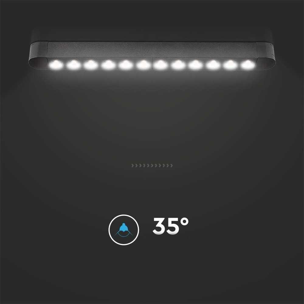 V-tac 12W LED šviestuvas į magnetinius bėgelius ULTRA THIN, juodas, 3000K