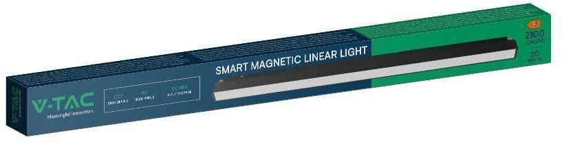 V-tac 20W LED SMART šviestuvas į magnetinius bėgelius, 48V, juodas, 2700-6400K