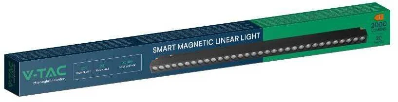 V-tac 20W LED SMART šviestuvas į magnetinius bėgelius, 48V, juodas, 2700-6400K
