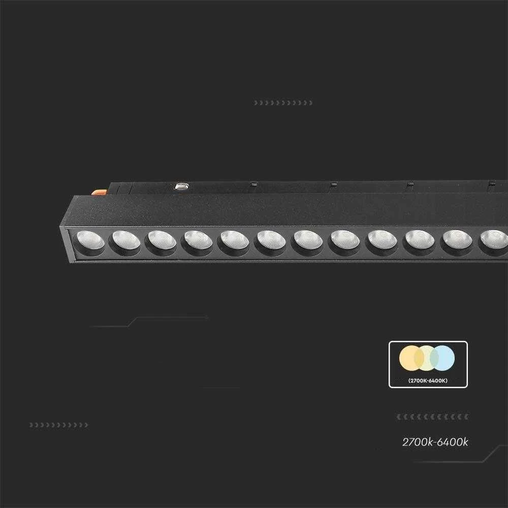 V-tac 20W LED SMART šviestuvas į magnetinius bėgelius, 48V, juodas, 2700-6400K