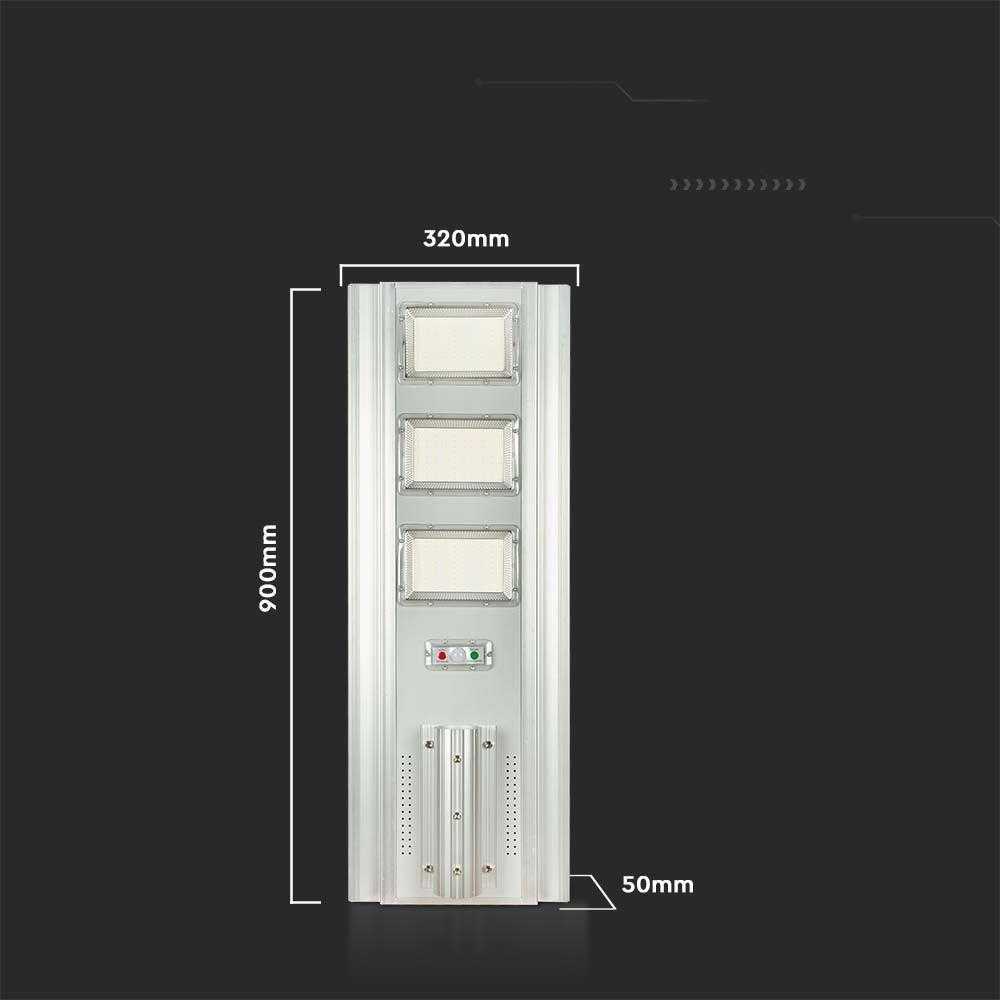 V-tac 40W LED gatvės šviestuvas, baltu korpusu, 6400K, su saulės baterija, judesio jutikliu ir nuotolinio valdymo galimybe