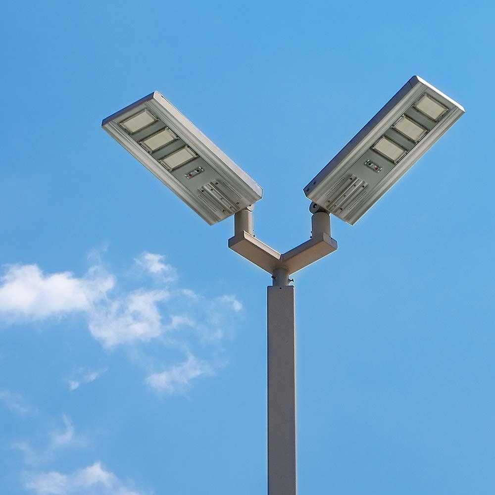 V-tac 40W LED gatvės šviestuvas, baltu korpusu, 6400K, su saulės baterija, judesio jutikliu ir nuotolinio valdymo galimybe