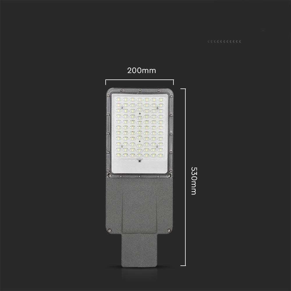 V-tac 20W LED gatvės šviestuvas, pilkas, 6500K, su saulės baterija ir montavimo priedais