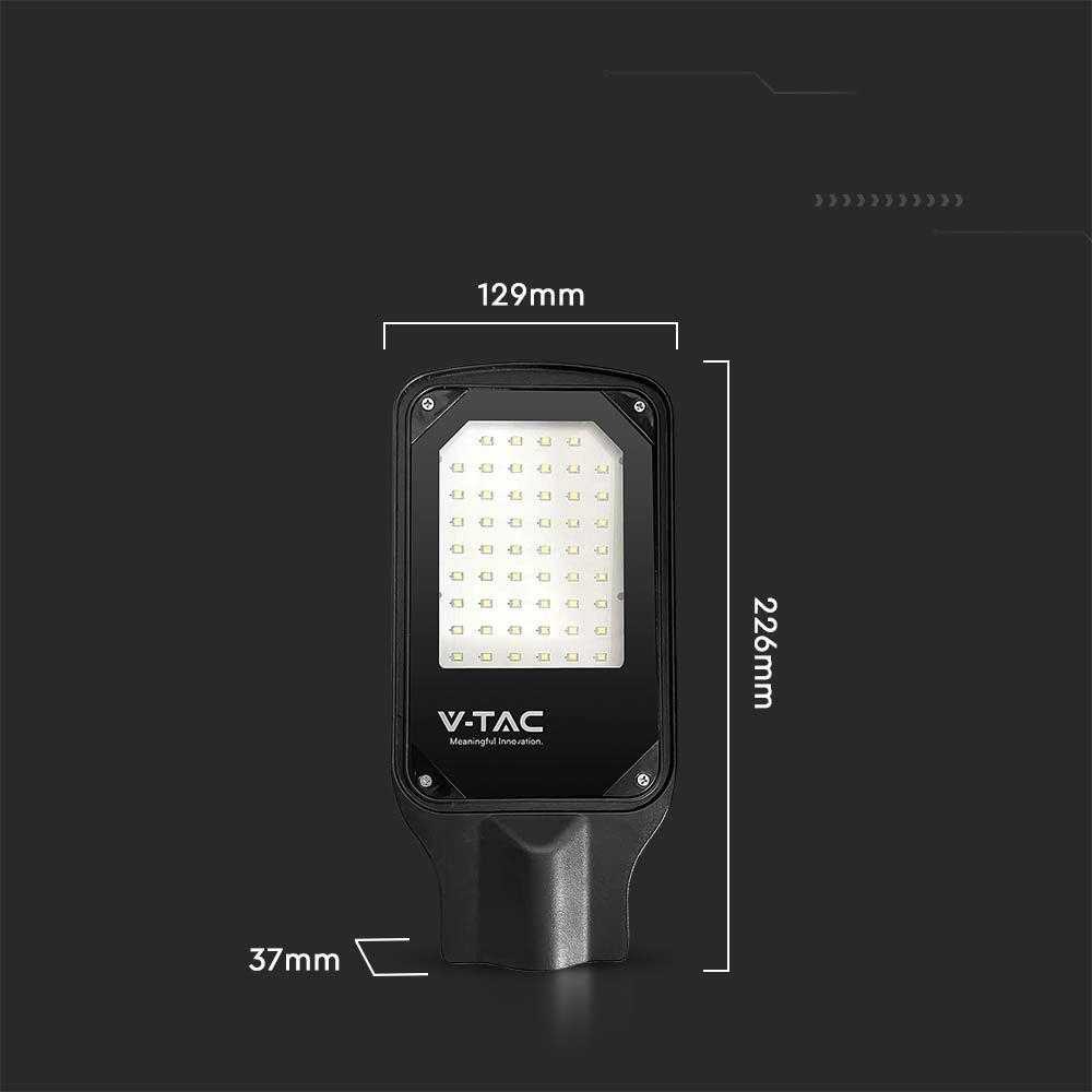 V-tac 30W LED gatvės šviestuvas, juodas, 6500K