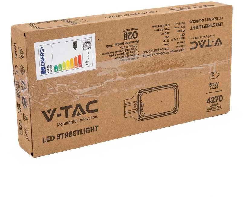V-tac 50W LED gatvės šviestuvas, juodas, 4000K