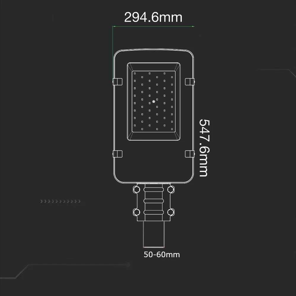 100W LED gatvės šviestuvas, pilkas, 4000K, SAMSUNG LED chip