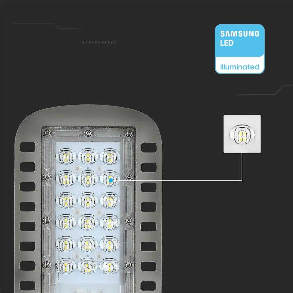 Samsung 30W LED gatvės šviestuvas V-TAC, pilku korpusu, 6500K
