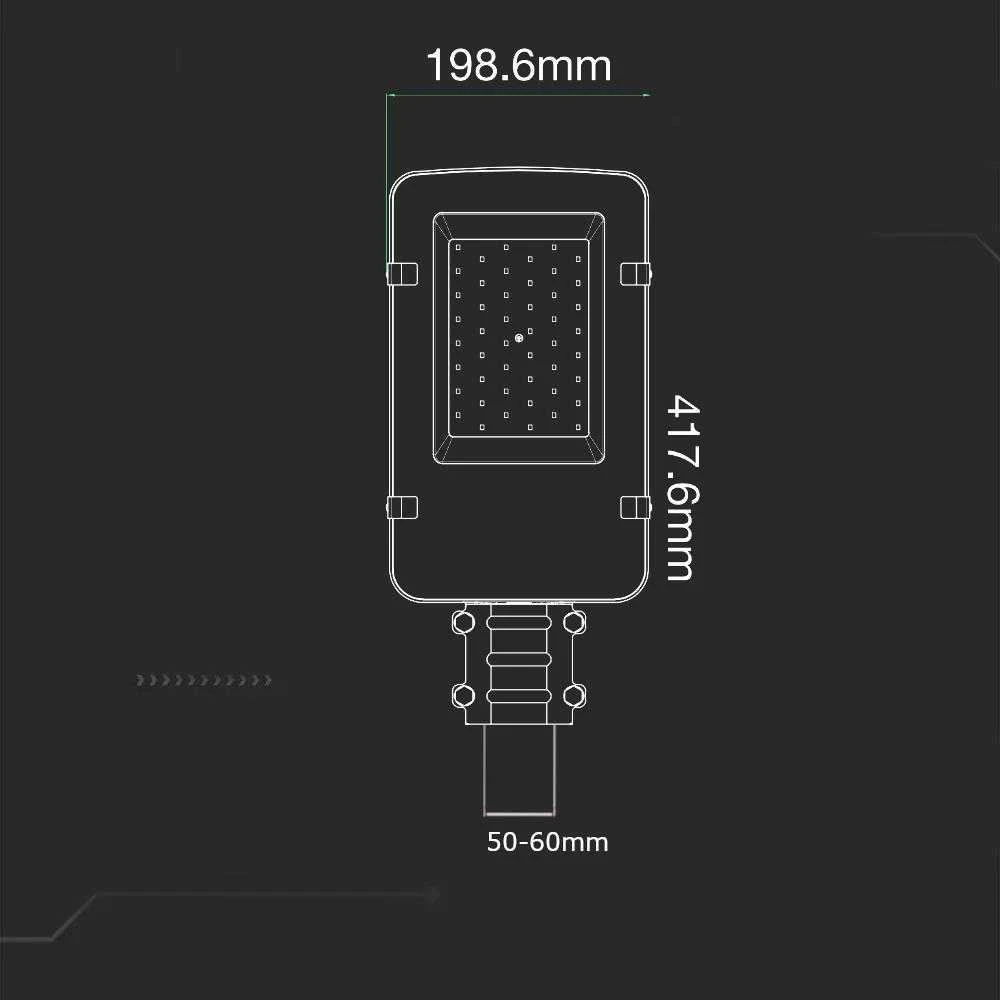 30W LED gatvės šviestuvas, pilkas, 4000K, SAMSUNG LED chip