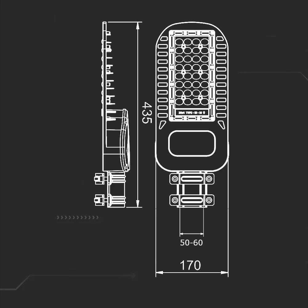 Lubinis šviestuvas 50W gatvės šviestuvas V-TAC, pilkas, 4000K, SAMSUNG LED chip