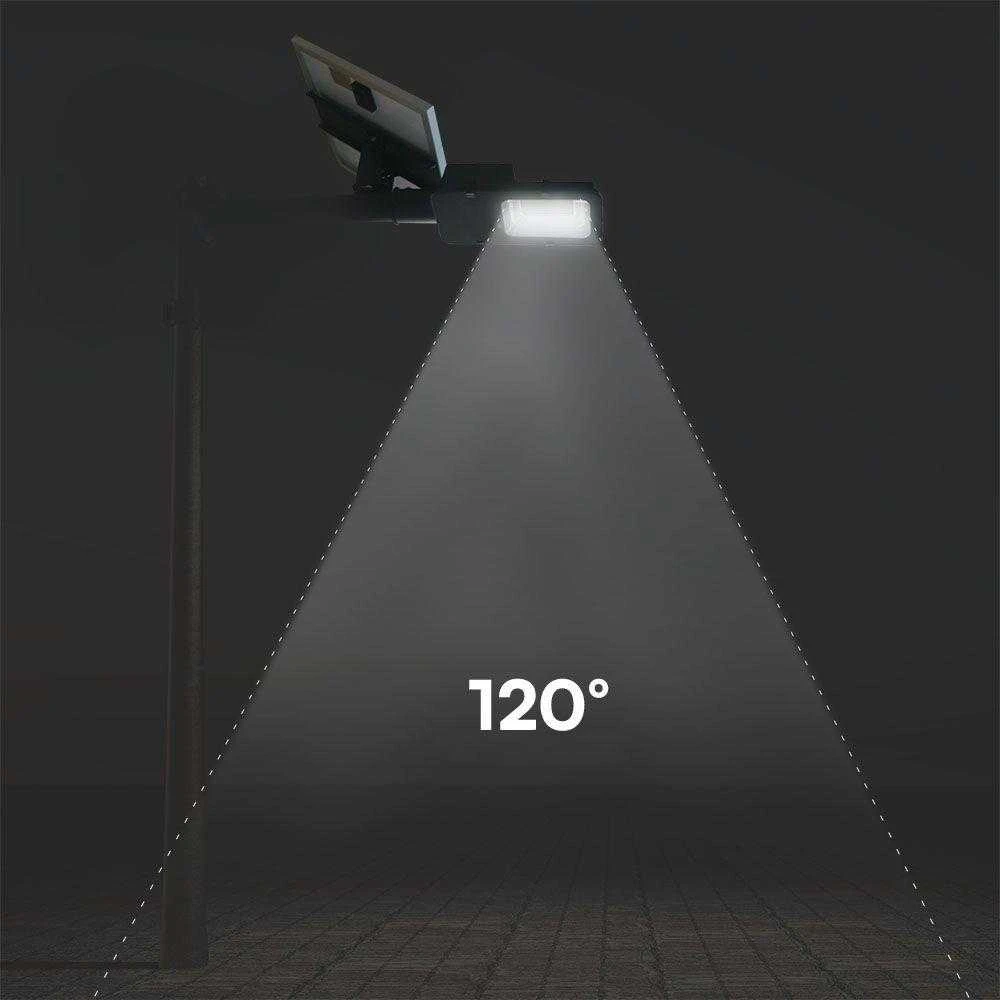 V-tac 50W LED gatvės šviestuvas, juodas, 6500K, su saulės baterija
