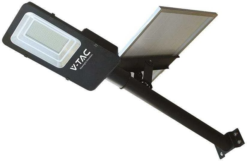 V-tac 50W LED gatvės šviestuvas, juodas, 6500K, su saulės baterija
