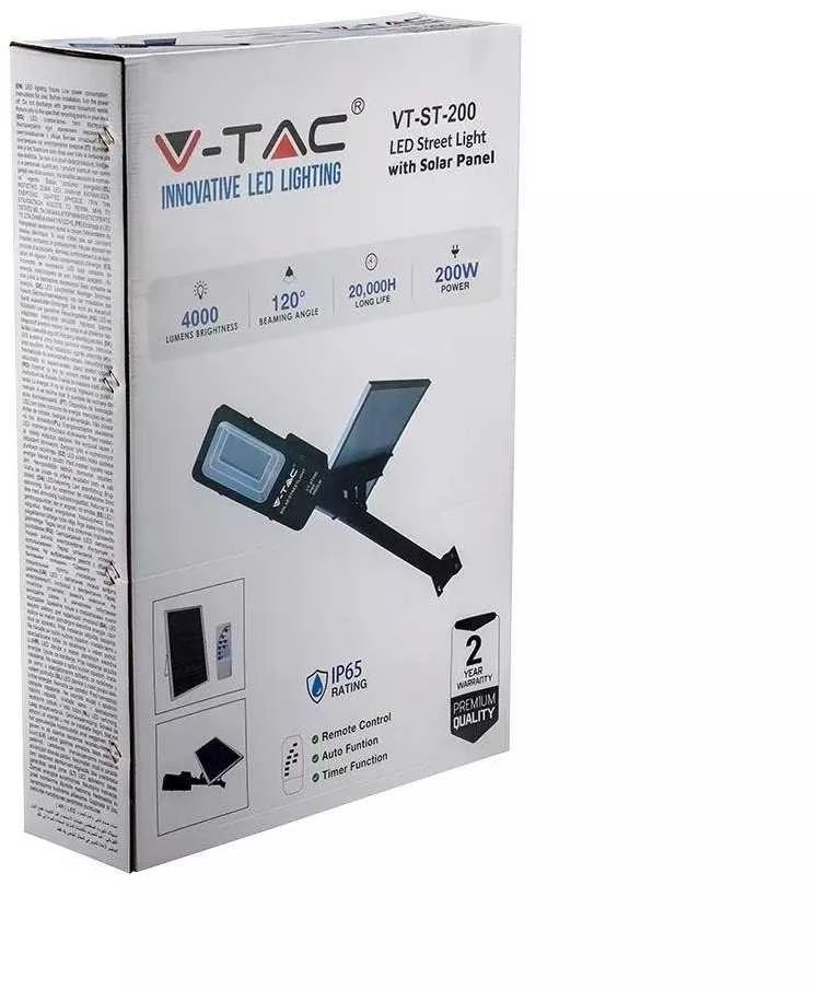 V-tac 50W gatvės šviestuvas su saulės baterija, 4000K (dienos šviesa)