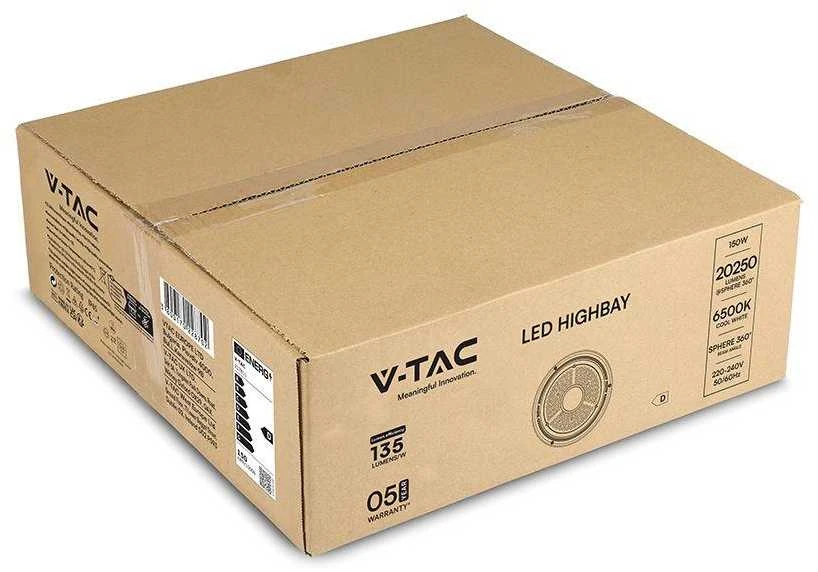V-tac 150W LED UFO sandėlio šviestuvas, juodas, 6500K
