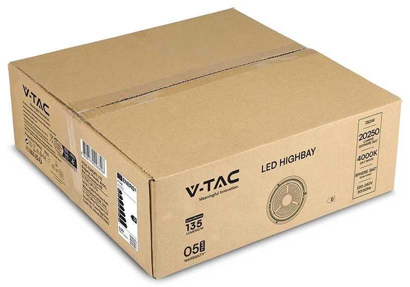 V-tac 150W LED UFO sandėlio šviestuvas, juodas, 4000K