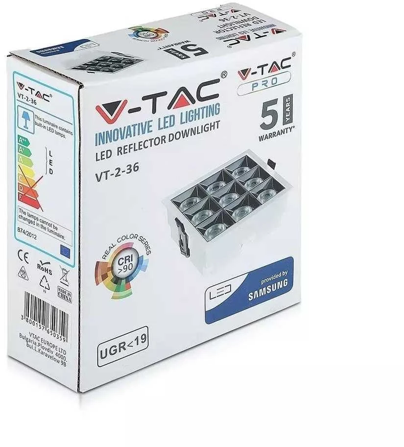 36W įleidžiamas šviestuvas, 4000K, baltas, SAMSUNG LED CHIP