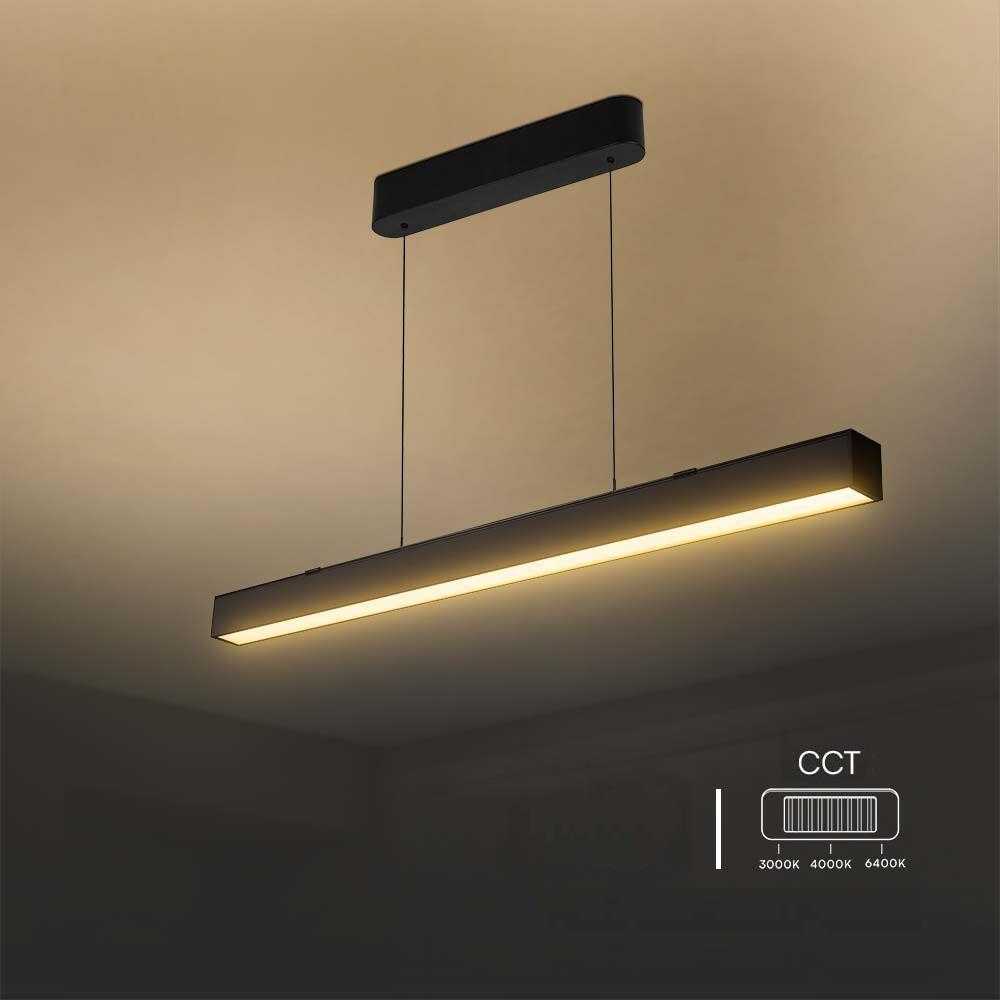 Pakabinamas šviestuvas V-tac 40W LED pakabinamas linijinis šviestuvas, juodas, 3000/4000/6400K