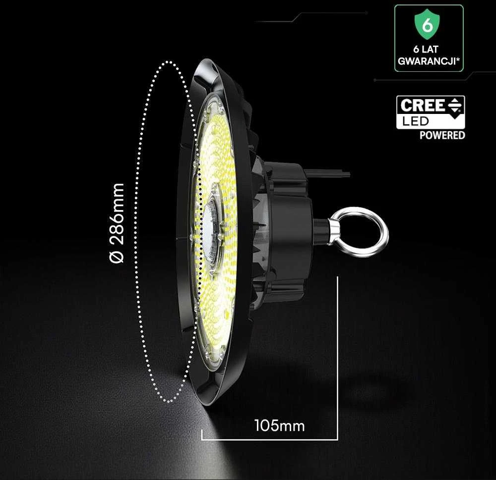 150W LED UFO sandėlio šviestuvas, juodas, 6500K, CREE LED chip