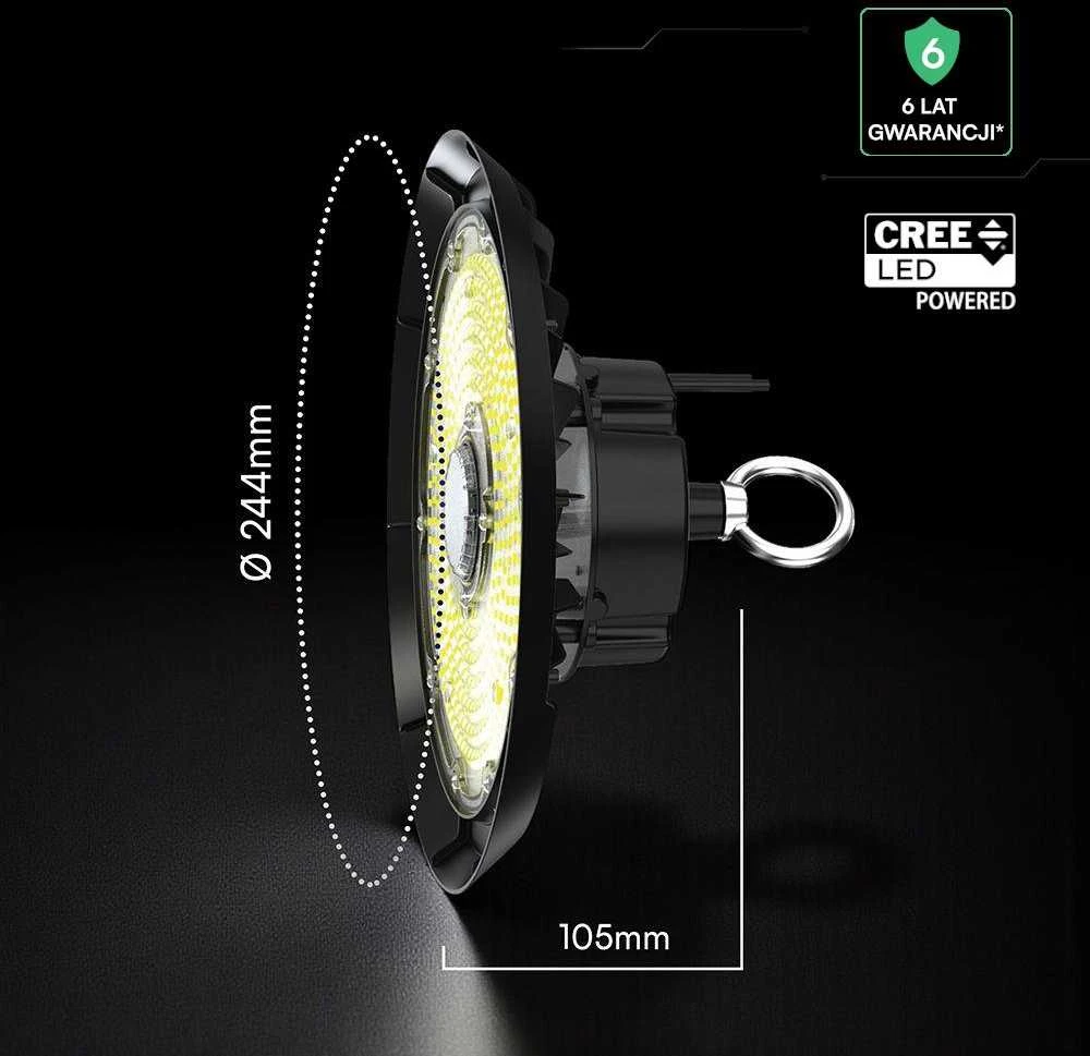 100W LED UFO sandėlio šviestuvas, juodas, 4000K, CREE LED chip