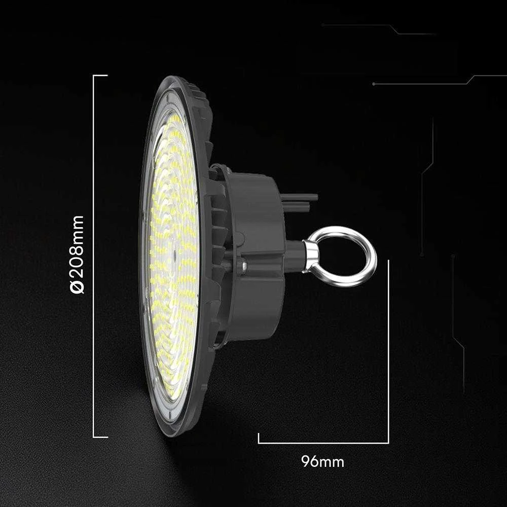 100W LED UFO sandėlio šviestuvas, juodas, 6500K