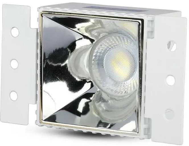 GU10 lemputės įmontuojamas rėmelis V-TAC, kvadratinis, baltas korpusas/chromo sp. reflektorius