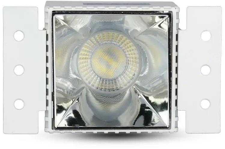 GU10 lemputės įmontuojamas rėmelis V-TAC, kvadratinis, baltas korpusas/chromo sp. reflektorius