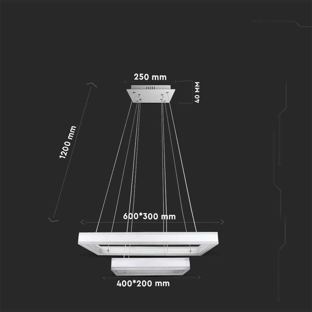 V-tac 113W LED pakabinamas šviestuvas, baltas, 3000K, dimeriuojamas