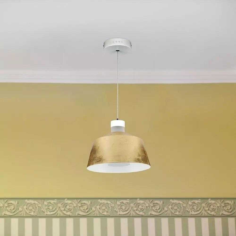 Pakabinamas šviestuvas 7W pakabinamas LED šviestuvas V-TAC, Ø250, aukso spalva, metalas / akrilas, 3000K (šiltai balta)