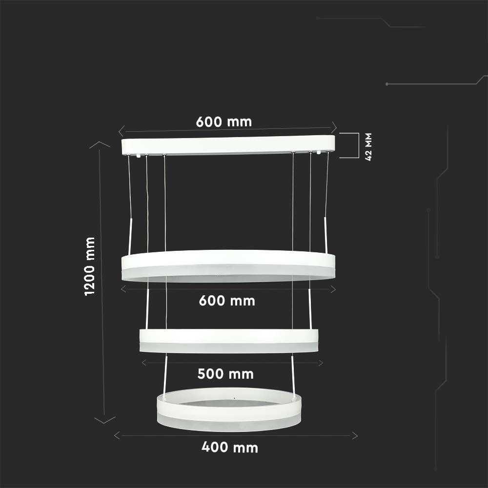 V-tac 86W LED pakabinamas šviestuvas, baltas, 3000K, dimeriuojamas