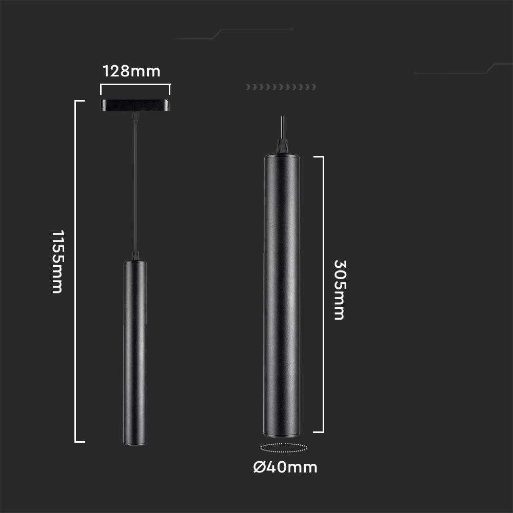 V-tac 15W LED pakabinamas šviestuvas į magnetinius bėgelius, juodas, 3000K