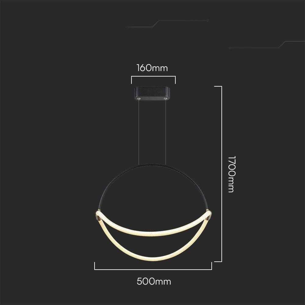 V-tac 16W LED pakabinamas šviestuvas, juodas, 4000K