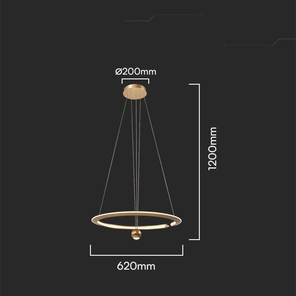V-tac 45W LED pakabinamas šviestuvas, aukso sp., 4000K